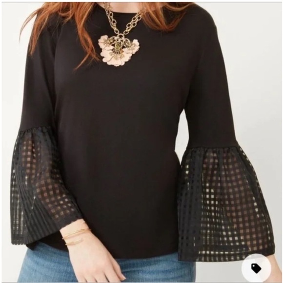 Elegant Black Bell Sleeve Blouse - Picture 1 of 4